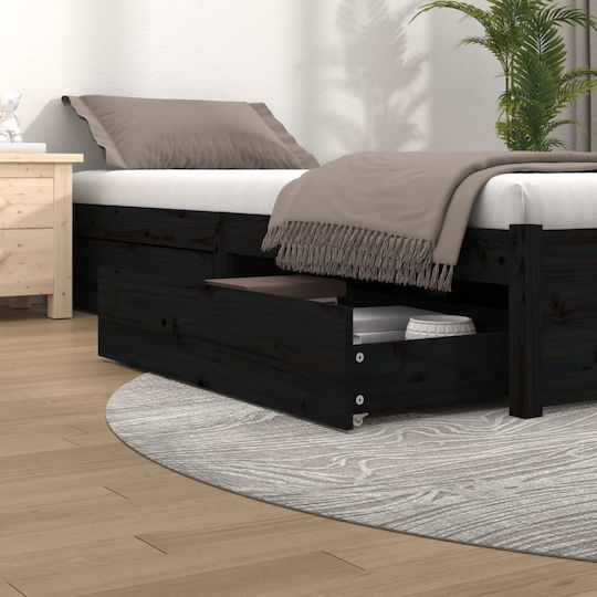 vidaXL Sertar de pat din Lemn cu Roți în Culoare Negru 95x57x18cm 4buc