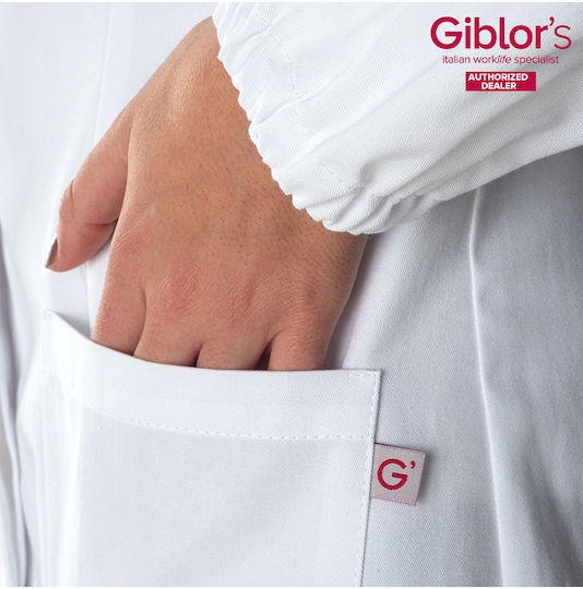 Giblor's Isotta Γυναικεία Ιατρική Ρόμπα Λευκή Βαμβακερή