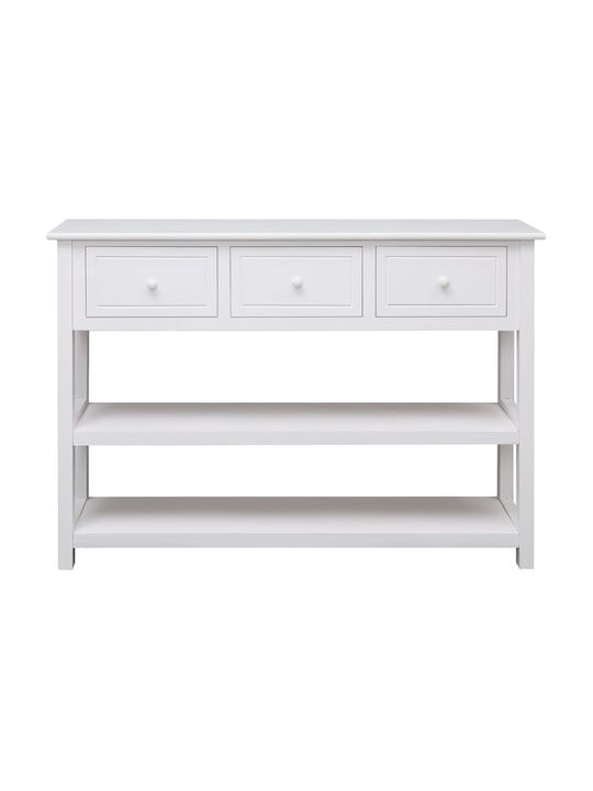 Solid Wood Console Table White L108xW30xH76cm