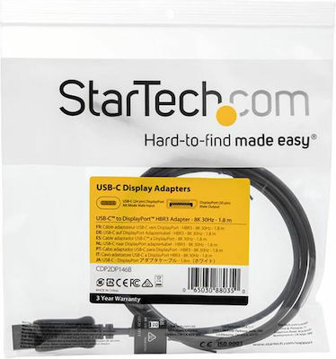 StarTech USB 2.0 Cable USB-C male - DisplayPort male Black 1.8m (CDP2DP146B)