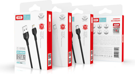 XO NB200 2.1A USB-A to Lightning Cable Black 1m (16.005.0134)