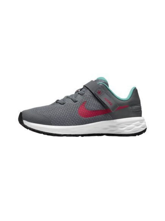 Revolution 6 Flyease Kids Sports Shoes Running with Laces Smoke Grey / Washed Teal / Siren Red
