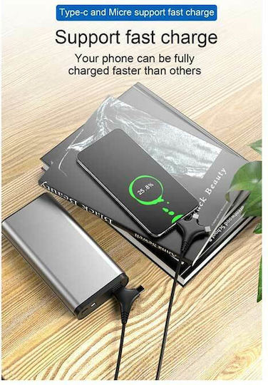 Forever Редовна USB към Lightning / Type-C / micro USB Кабел 2.4Спецификация Черен 1м