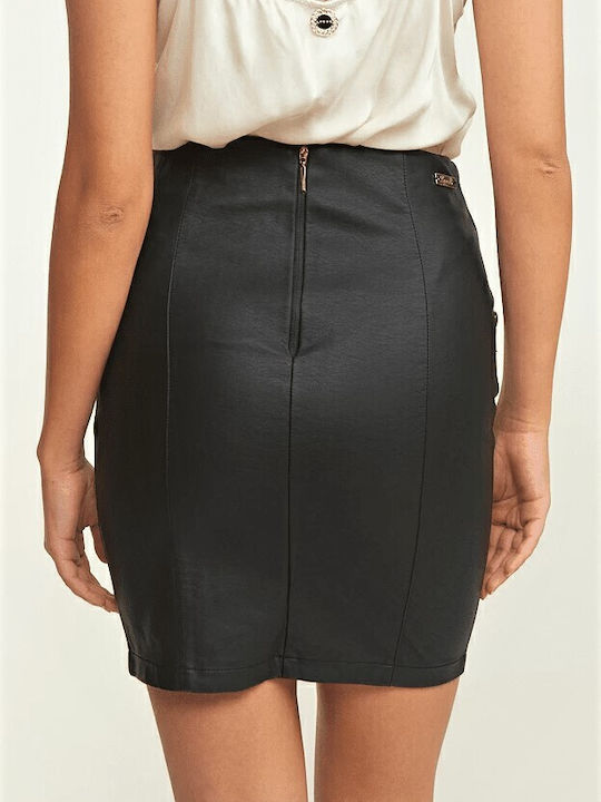 Lynne Δερμάτινη Ψηλόμεση Mini Φούστα σε Μαύρο χρώμα