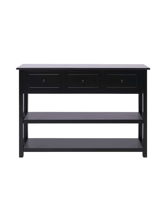 Solid Wood Console Table Black L108xW30xH76cm