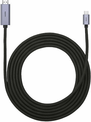 Baseus HDMI 2.0 Braided Cable HDMI male - USB-C male 3m Μαύρο