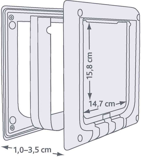 Trixie Door Dog & Cat 4Way 21.1x24.4cm made of Plastic in White Color