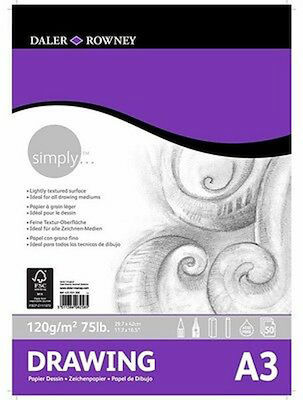 Daler Rowney Sketch Pad Simply Drawing Pad A3 50 Φύλλων A3 29.7x42cm