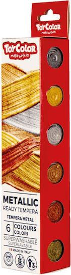 Toy Color Metallic Tempera Paints Multicolour in Jar 25ml 6pcs