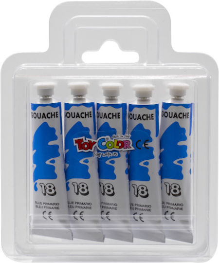 Toy Color Gouache Τέμπερες Ζωγραφικής Cyan Blue σε Σωληνάριο 12ml 5τμχ
