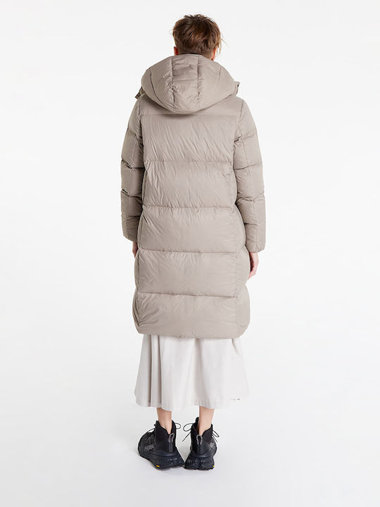 Calvin Klein Μακρύ Γυναικείο Puffer Μπουφάν για Χειμώνα Taupe
