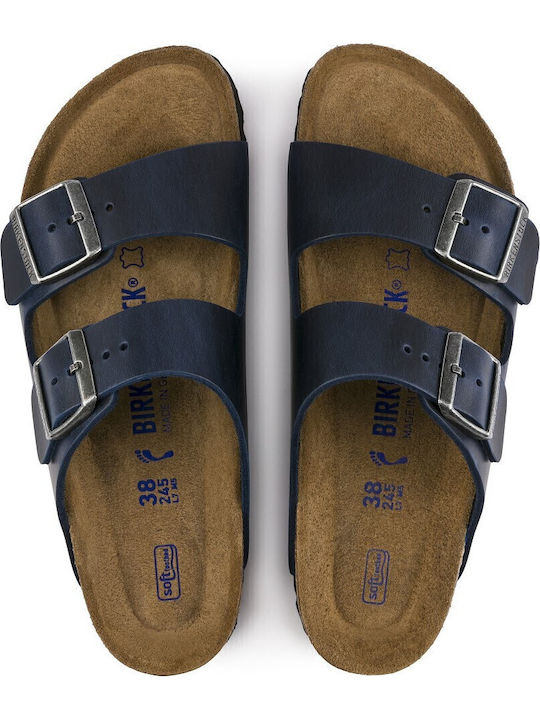 Arizona Soft Footbed Оилед Дерма Кожени Дамски Анатомични Сандали Тъмносини Тесни Размер
