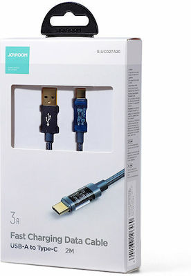 Joyroom S-UC027A20 Braided USB 2.0 Cable USB-C male - USB-A male Blue 2m