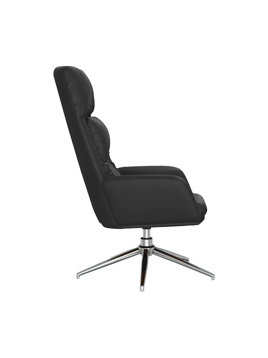 Sessel Drehbar aus echtem Leder Schwarz 70x77x94cm