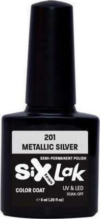 Sixteen Cosmetics SixLak Ημιμόνιμο Βερνίκι Νυχιών Metallic Silver 201 8ml