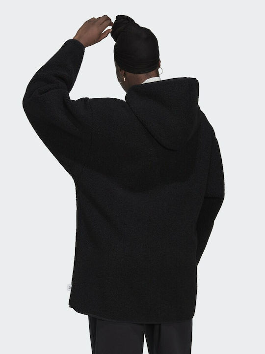 Adidas Polar Μακριά Fleece Γυναικεία Ζακέτα με Φερμουάρ σε Μαύρο Χρώμα