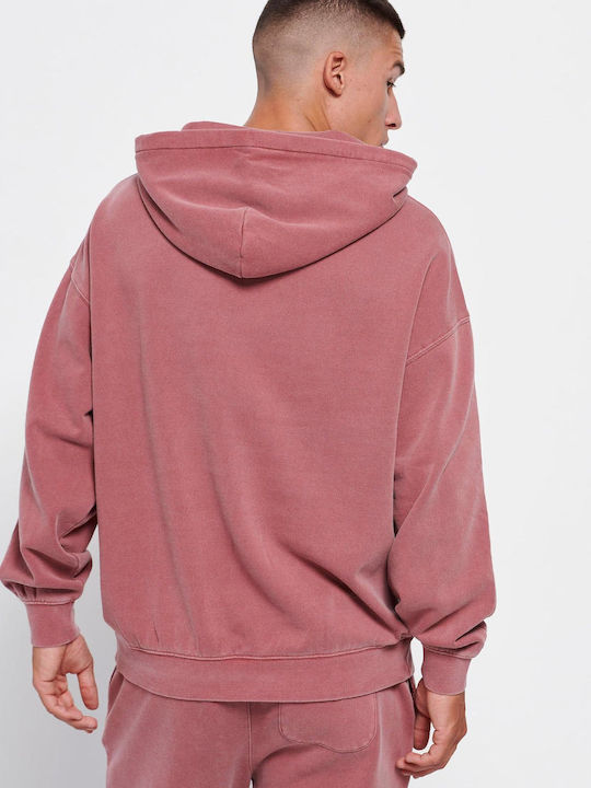 Funky Buddha Herren Sweatshirt mit Kapuze und Taschen Dusty Rose