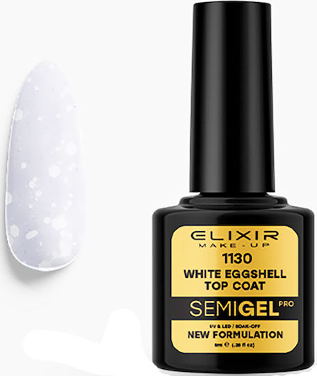 Elixir Semigel 1130 White Eggshell Top Coat for Semi-Permanent Nail Polish 7ml