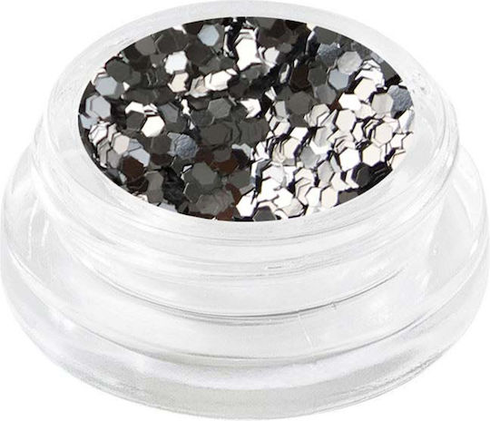 UpLac 446 Glitzersteine für Nägel in Silber Farbe