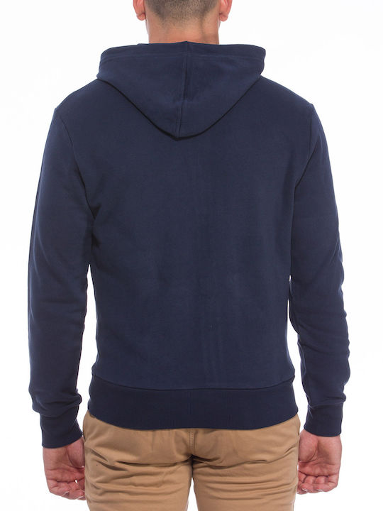 La Martina Men's Sweatshirt Jacket with Hood and Pockets Navy Blue