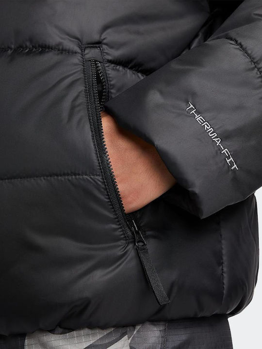 Sportswear Women's for Hiking Short Puffer Jacket for Winter with Hood Black