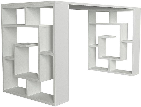 Desk Line Wooden with Bookshelf White 140x60x74cm