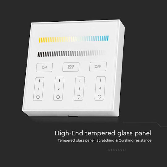 V-TAC Επιτοίχιος Διακόπτης Dimmer με Πλαίσιο LED Αφής σε Λευκό Χρώμα