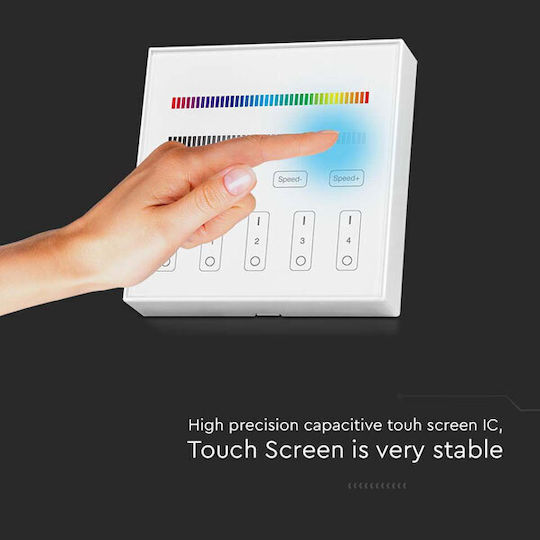 V-TAC Επιτοίχιος Διακόπτης Dimmer με Πλαίσιο LED Αφής σε Λευκό Χρώμα