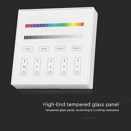 V-TAC Επιτοίχιος Διακόπτης Dimmer με Πλαίσιο LED Αφής σε Λευκό Χρώμα