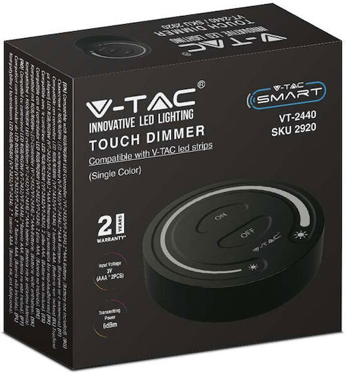 V-TAC Wandmontierter Dimmerschalter mit LED-Berührung in Schwarz Farbe