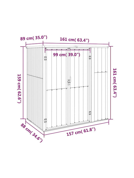 Metallic Garden Shed Galvanized Green M1.61xW0.89xH1.61m
