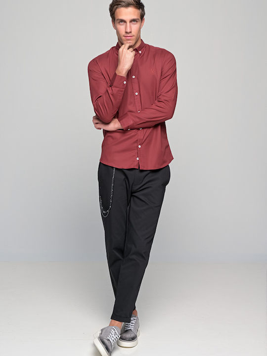 0395 Long-sleeved Cotton Shirt Burgundy