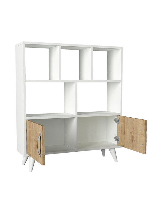 Bookcase Donati White / Sapphire Oak 90x22x105cm