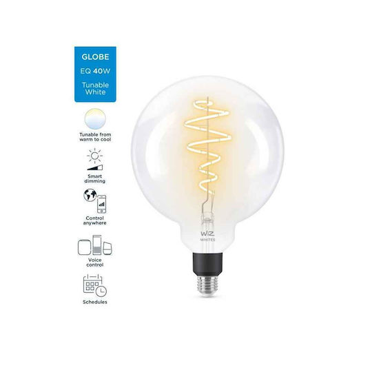WiZ Смарт крушка LED 40W за фасунга E27 и форма G200 Студено бяло 470лм Димируем
