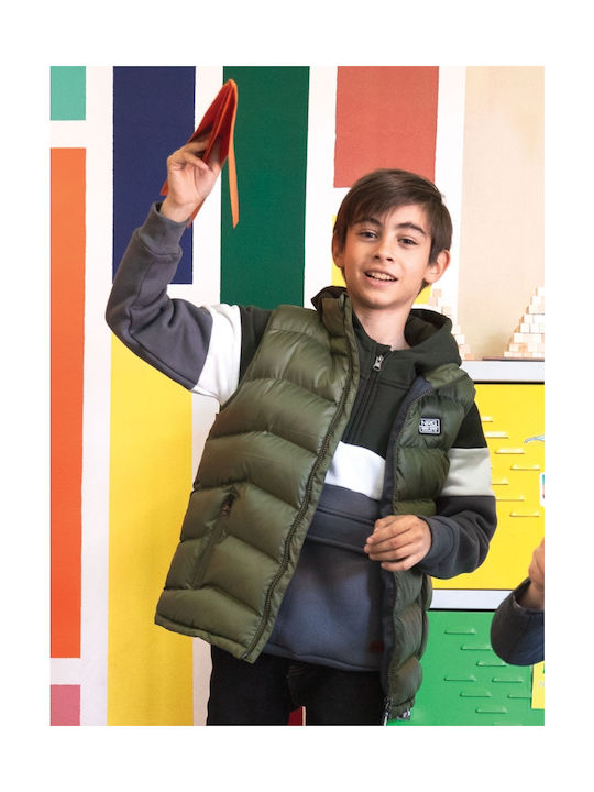 Energiers Kids Quilted Jacket Sleeveless Short Khaki 13-122014-1