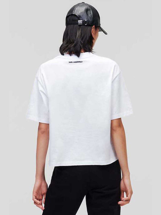 Karl Lagerfeld Γυναικείο T-shirt Λευκό με Στάμπα