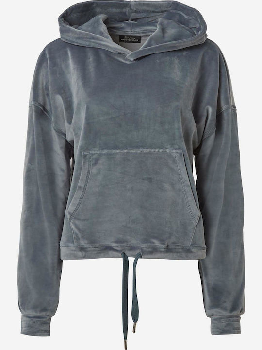 Lung Hanorac pentru femei Catifea Storm Blue