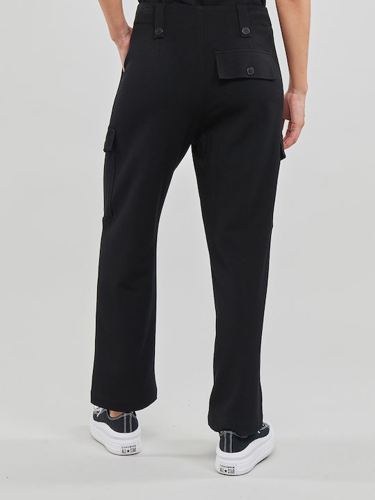 Desigual Women's Fabric Cargo Trousers in Relaxed Fit Black