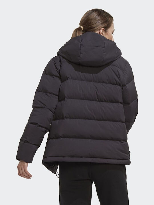 Adidas Helionic Women's Short Puffer Jacket for Winter with Hood Black