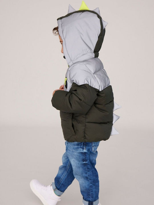 Born To Be Cool Kids Quilted Short Coat with Hood Khaki