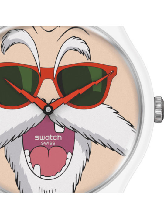 Swatch Dragonball Z Ανδρικό Ρολόι 41mm Μπαταρίας με Καουτσούκ Λουράκι Kamesennin
