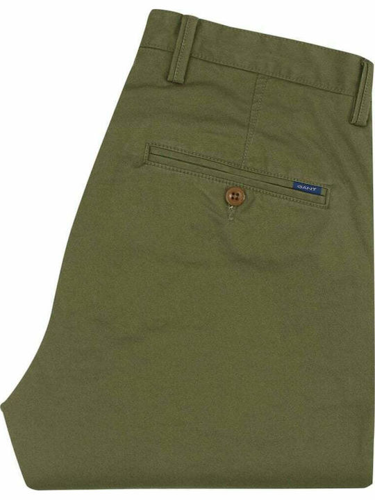 Hallden Twill Trousers Chino Elastic in Slim Fit Khaki