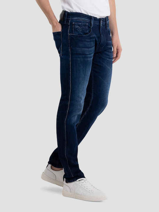 Anbass Men's Jeans Pants Elastic with Slim Fit Navy Blue