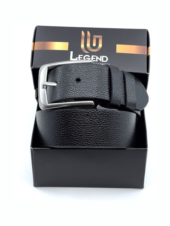 Wide Men's Belt from Artificial Leather Black