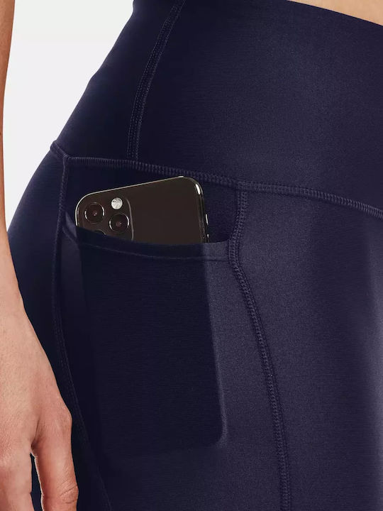 Heat Gear 7/8 Training Women's Cropped Firming Shiny And High Waist Navy Blue Leggings
