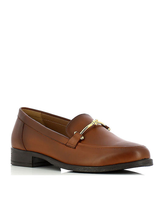 Leather Women's Moccasins in Tabac Brown Color