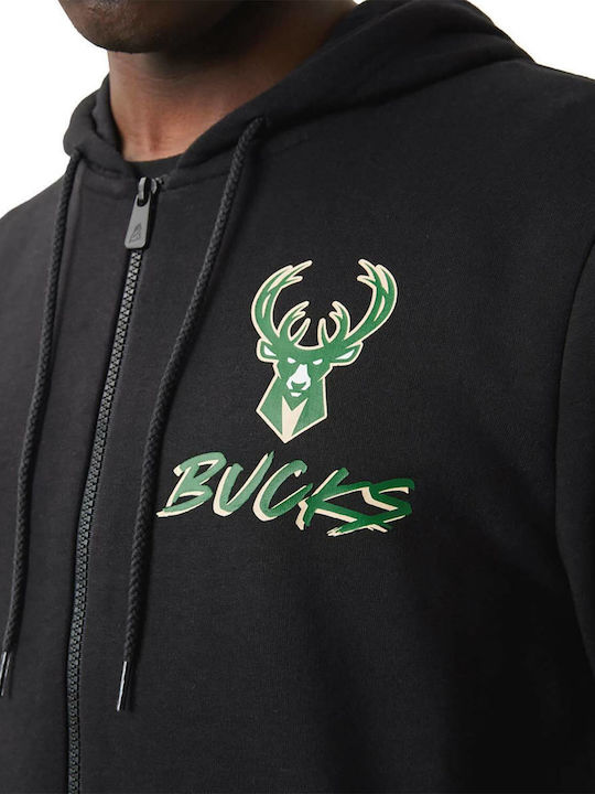 Milwaukee Bucks NBA Black Hoodie Cardigan