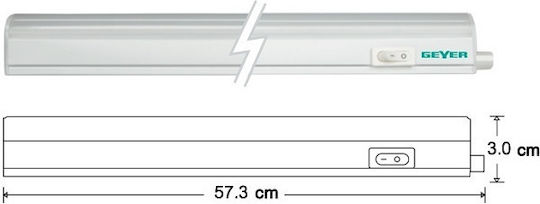 Geyer Φωτιστικό Πάγκου Κουζίνας LED 8W Naturweiß mit Schalter 60cm.