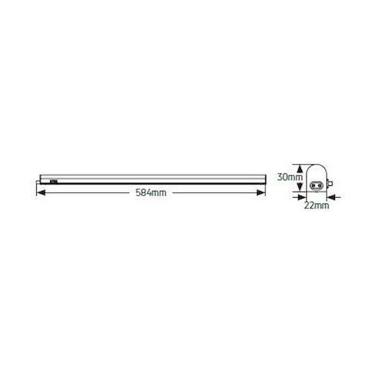 Geyer Φωτιστικό Πάγκου Κουζίνας LED 8W Naturweiß mit Schalter 60cm.
