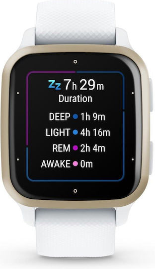 Garmin Venu Sq 2 Aluminium 40mm Waterproof Smartwatch with Heart Rate Monitor (Cream Gold Aluminum Bezel with White Case and Silicone Band)